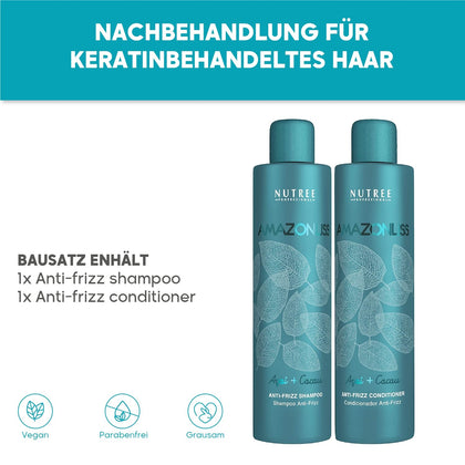 Amazonliss Heimpflege Anti Frizz Shampoo und Spülung Satz - Für mit Keratin behandeltes Haar - Verlängert den glatten Effekt (250 ml)… - Amazonliss.de